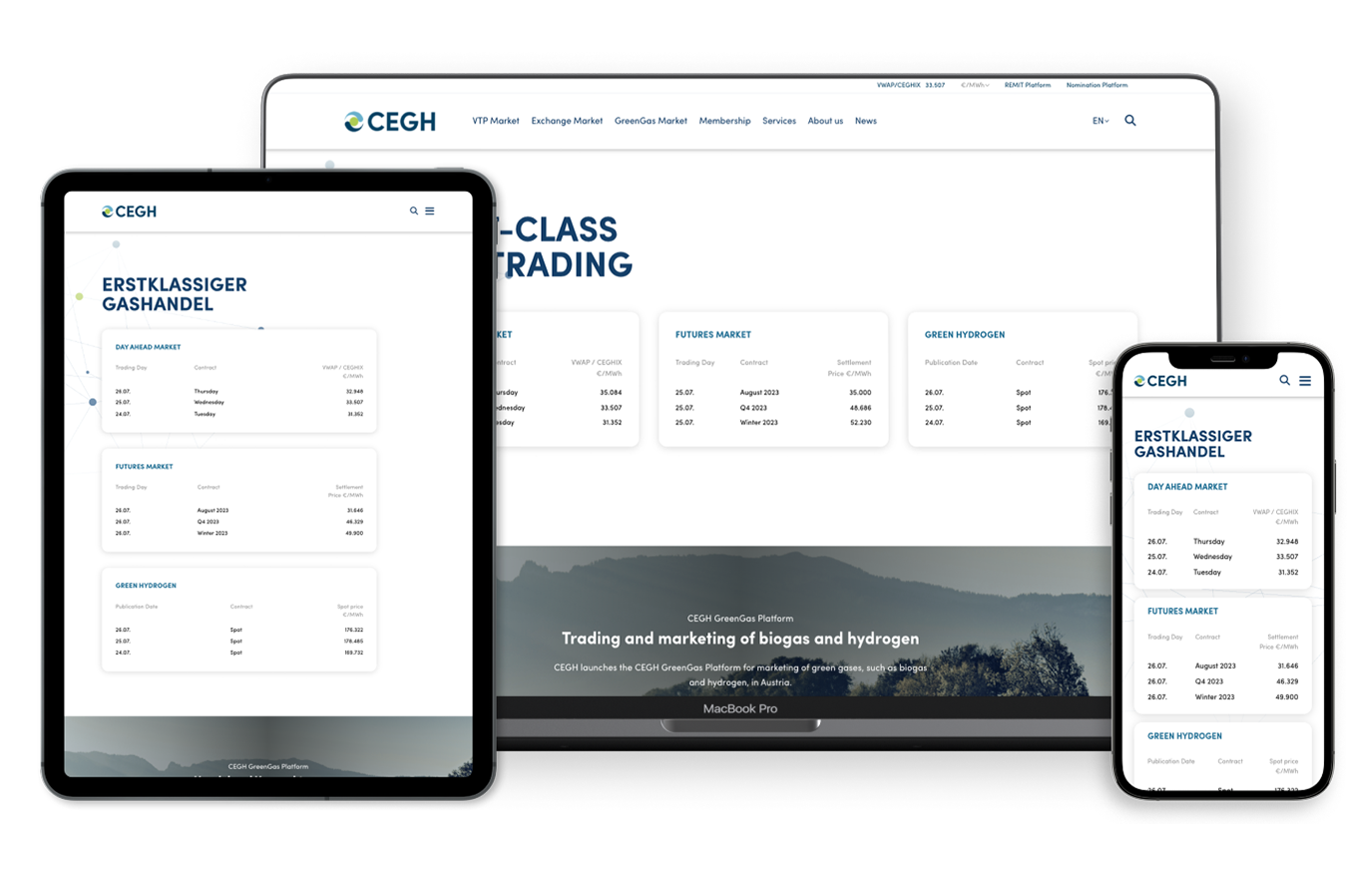Die Website für first-class Gas Trading 